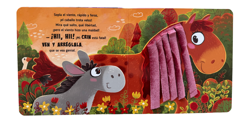 Página interior de Granja con un caballo y crin de tiras suaves